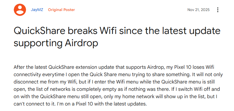 Google’s AirDrop Update Is Breaking Android Phones Everywhere