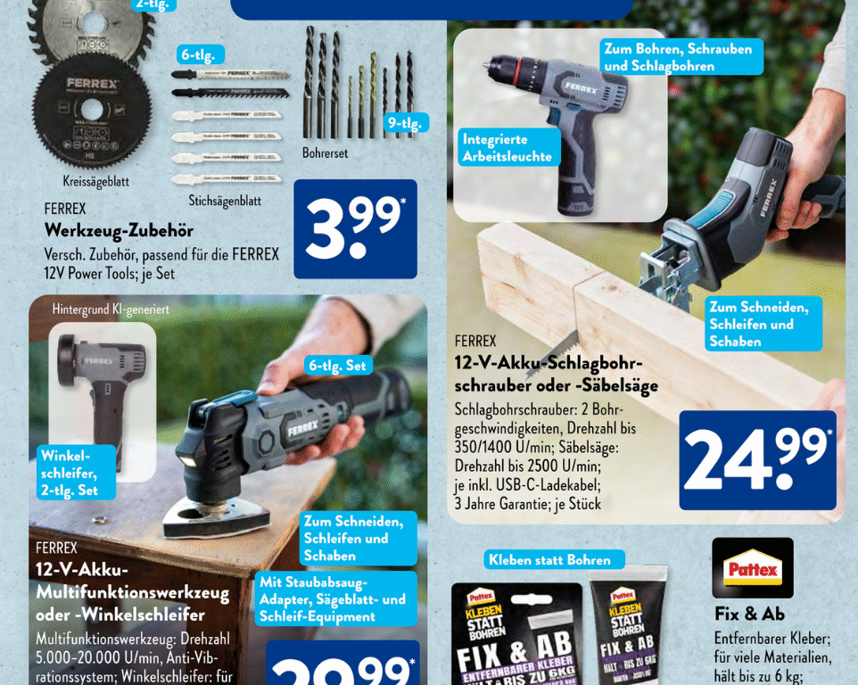 Aldi verkauft ab Montag (22.6.) Akku-Werkzeug für 25 Euro