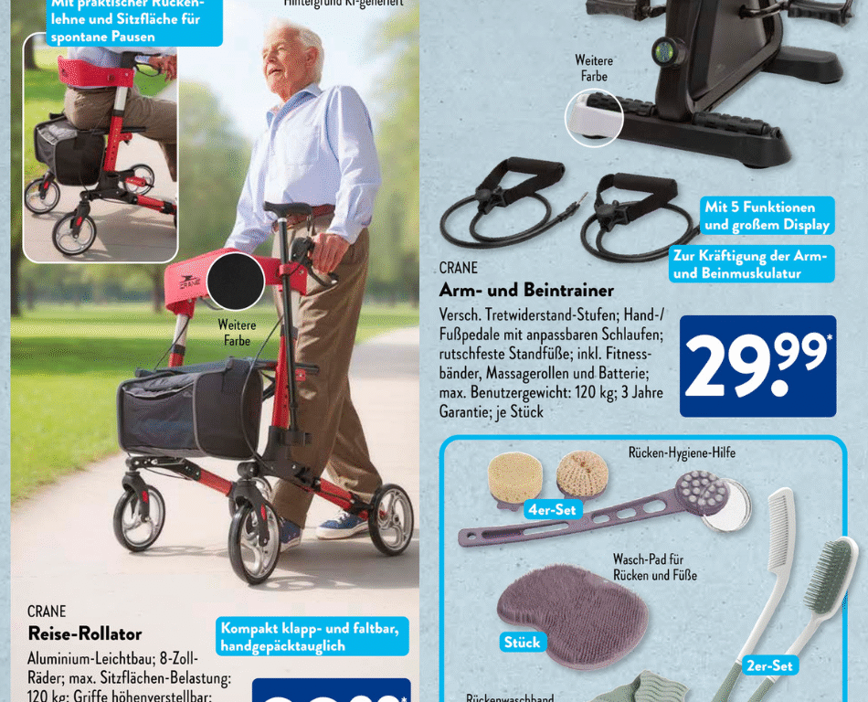 Aldi verkauft ab 9.7. einen Rollator für 99,99 Euro