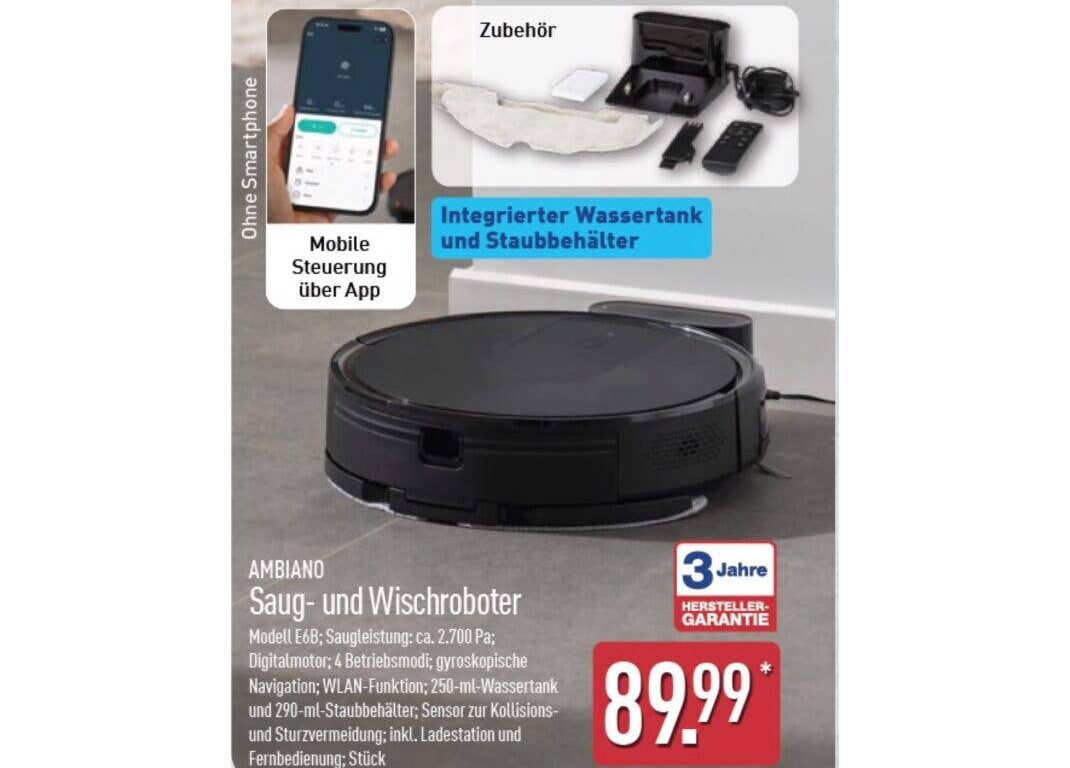 Aldi verkauft einen Saugroboter mit Wischfunktion für unter 100 Euro