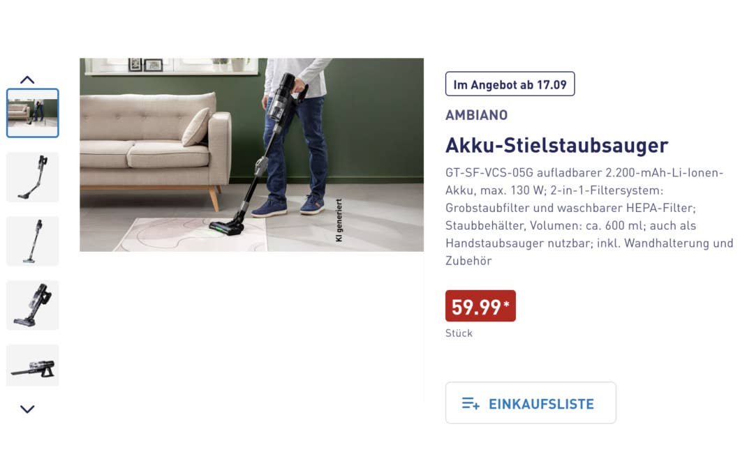 Aldi verkauft ab Donnerstag (17.9) einen Akkusauger für nur 60 Euro