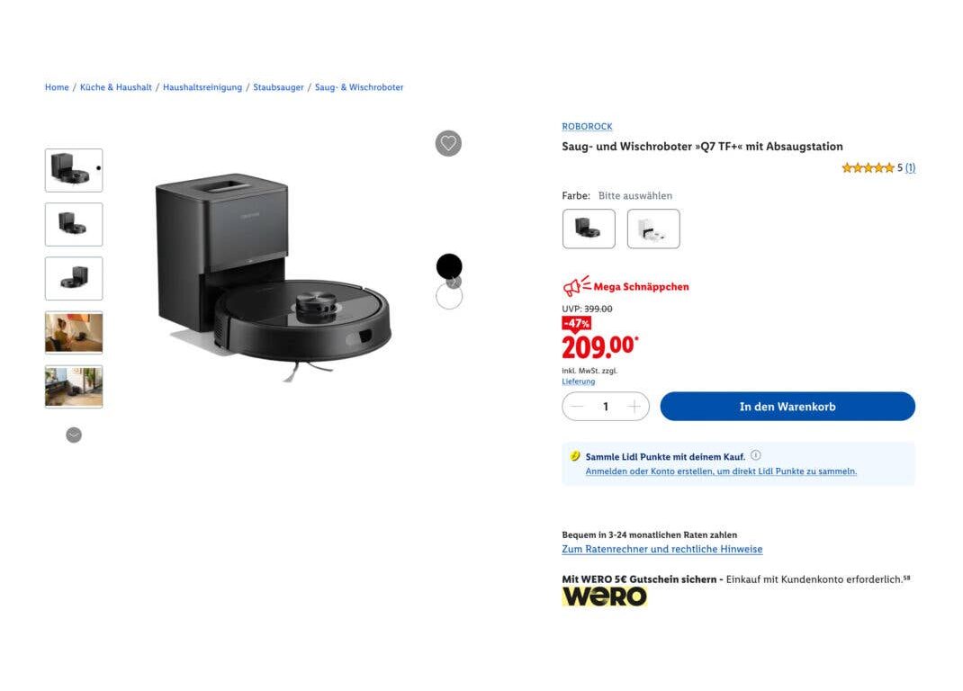 Lidl verkauft Roborock-Saugroboter mit Absaugstation für 209 Euro