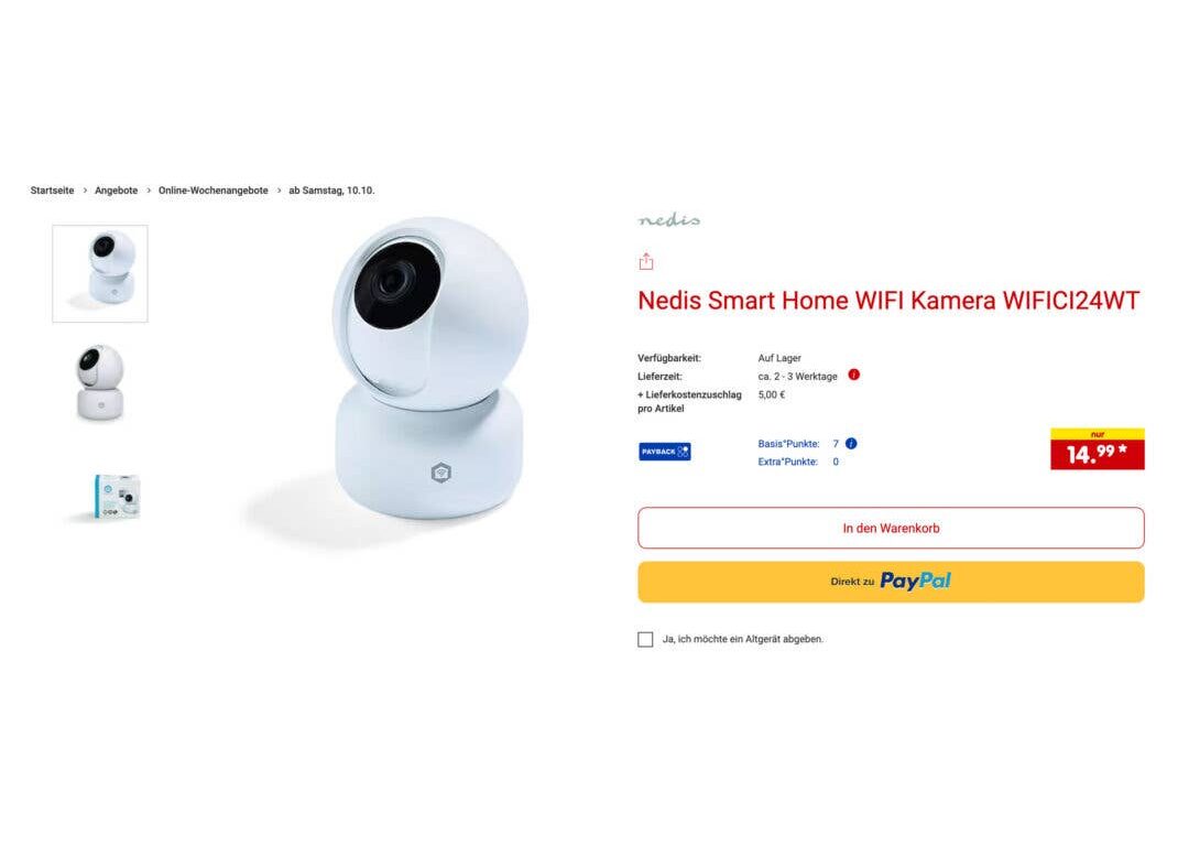 Netto verkauft eine Überwachungskamera für 15 Euro, die durchs ganze Zimmer schwenkt